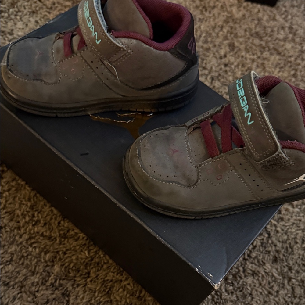 Jordan Kids' Sneakers in Gray and Burgundy